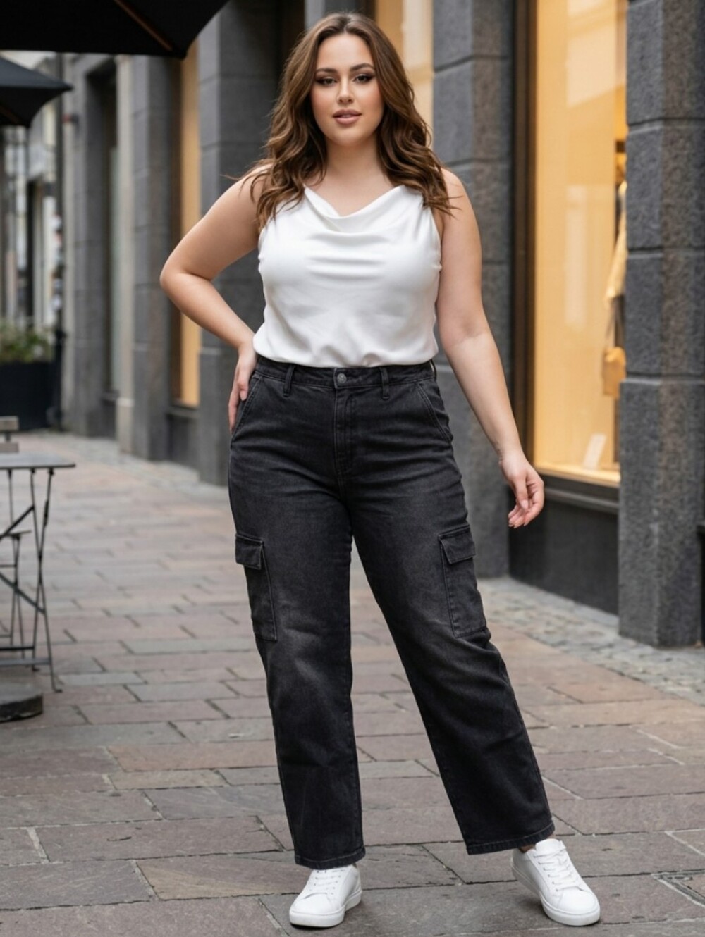 Jessica Simpson Washed Black Cargo Jeans - Picture 13 of 14